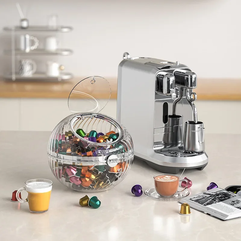 Organizador grande de cápsulas de café para Nespresso, soporte para cápsulas para 60 tazas Dolce Gusto, cesta de almacenamiento con tapa, accesorios de café