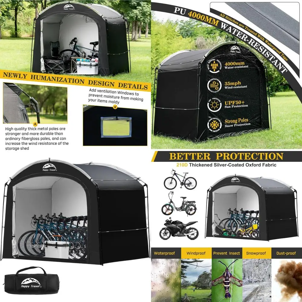 Waterproof Portable Bike Shelter for 2-5 Bikes with 30% Extra Storage for Outdoor Use
