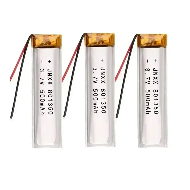 New 801350 3.7V Rechargeable Polymer Lithium Battery 500mAh Suitable for Small Fan Electric Toothbrush Bluetooth Headset GPS