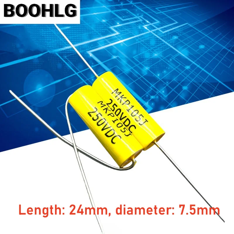 

10PCS CBB MKP 105 1uf 1.0uf 250v 2E 100v Axial audio coupled poleless film capacitor