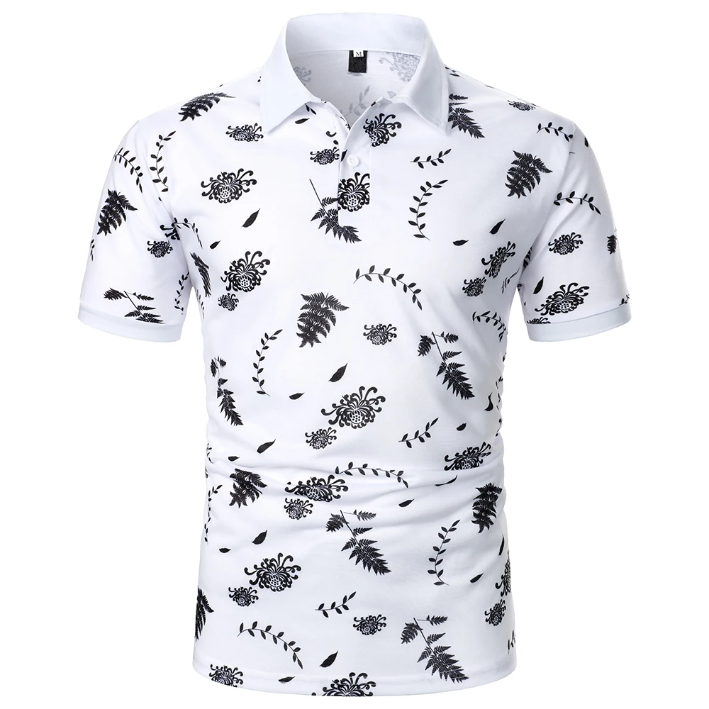 Men Short Sleeve Polo Shirt Floral Pattern Digital Printing Top Streetwear Casual Fashion Holiday Men Lapel Polo Shirt