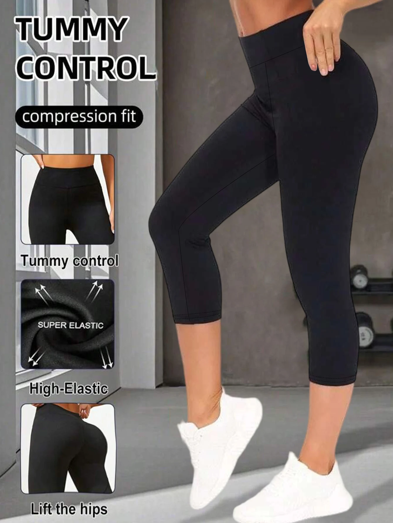 

High Waist 7/8 Yoga Pants, Running Fitness & Outdoor Sports Pants, Stretch Jogging Cycling Leggings