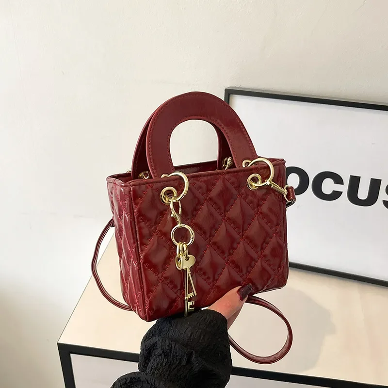 Luxury design bag 2026 Women's Mini Square Bag, Chic Chain Handle Crossbody & Top Handle Purse, Fashionable Small Shoulder Bag