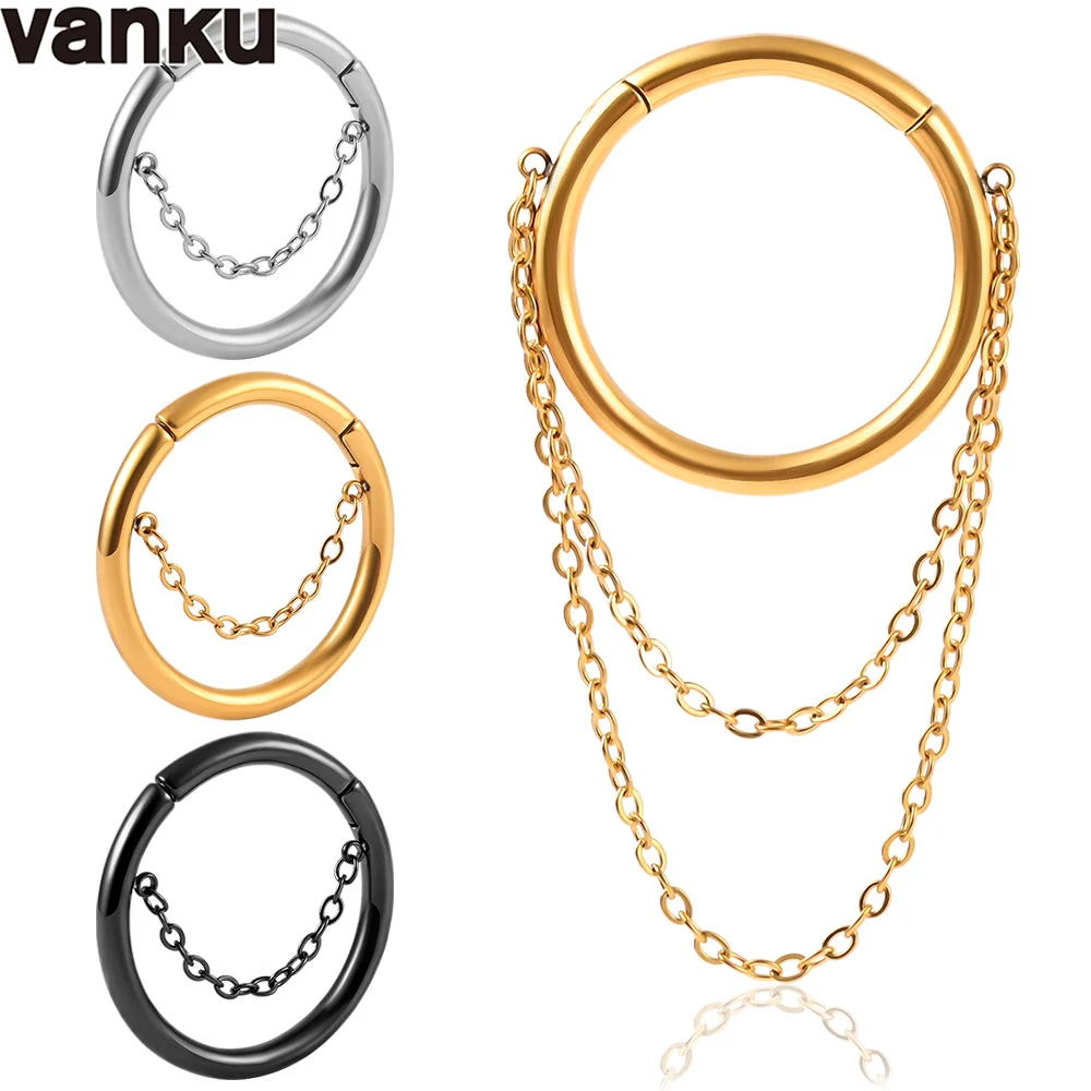 Vanku 2PC New Chain Ear Hangers Weights for Stretched Ear Plugs Tunnels Gauges Stretchers Expander Body Jewelry for Women