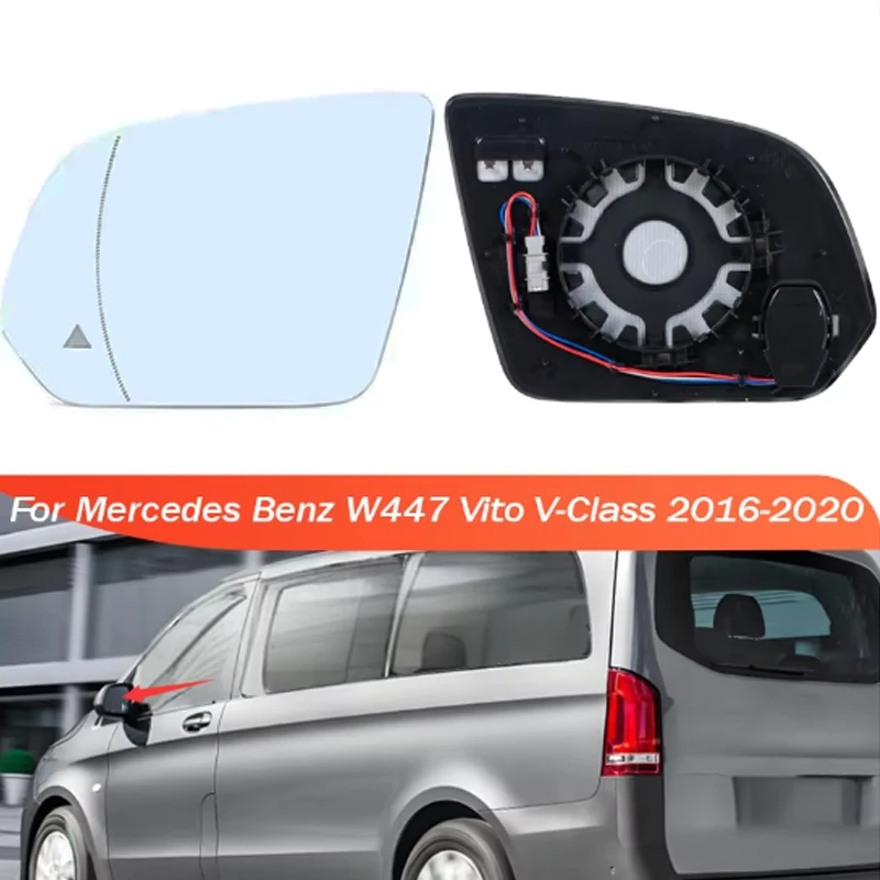 For Mercedes Benz W447 Vito V-Class 2016 2017 2018 2019 2020 Rearview Mirror With Heating Blind Spot Door Edge Mirror Lens