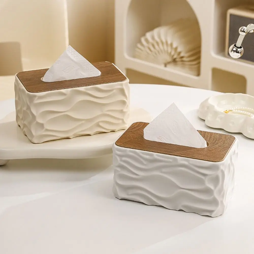 

Elegant Tissue Storage Box Minimalist Ripple Design Light Luxury Napkin Holder Large Capacity Multi-functional