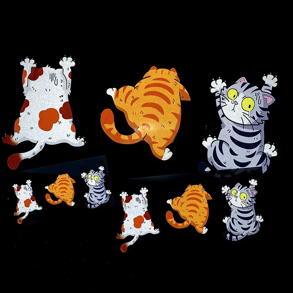 Funny Cute Pet Cat Reflective Car Sticker Decor Motorcycle Scooter Automobile Body Door Windshield Rear Trunk Decals Accessories