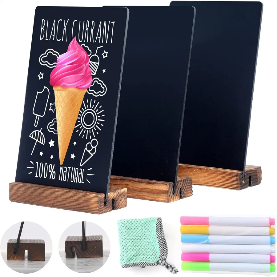 

7.9x5.1 Desktop Chalkboard Small Chalkboard Sign with Wood Base Decoration Chalkboard Mage Chalkboard Chalkboard 3 Pack 7.9x5.1