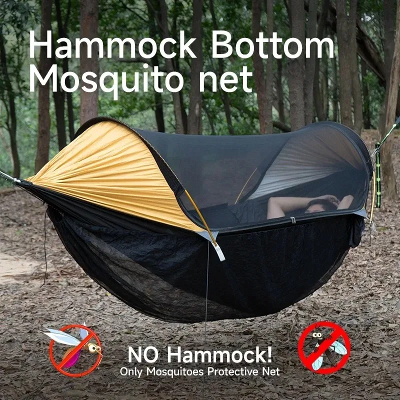 Camping Hammock with Bottom Mosquito Net Removable Mesh Underquilt Bug Net Quick Setup Hanging Bed for Outdoor Hiking