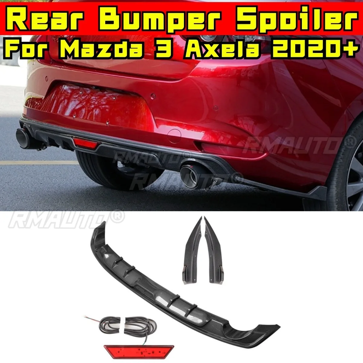 Car Rear Bumper Spoiler Lip Diffuser Modification Part For Mazda 3 Axela 2020+ Bumper Guard Protector Cover Car Accessories