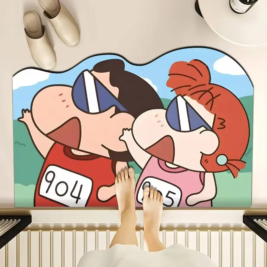 New Anime Cute ‌Crayon Shinchan Bathroom Mat, Cute Girls and Boys Universal Entry Mat Bathroom Absorbent Mat Accessories