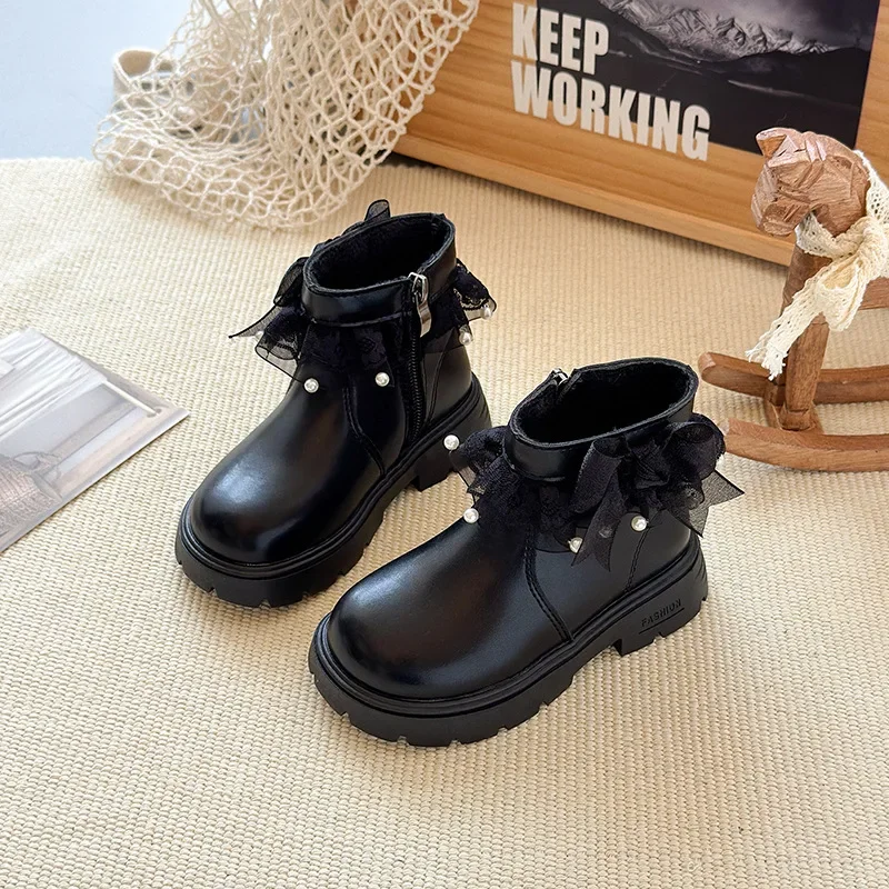 Boys Baby PU Leather Sneakers Warm Boots New Girls Casual Boots Children Shoes Toddlers Fashion Soft Non-slip Kids Snow Boot