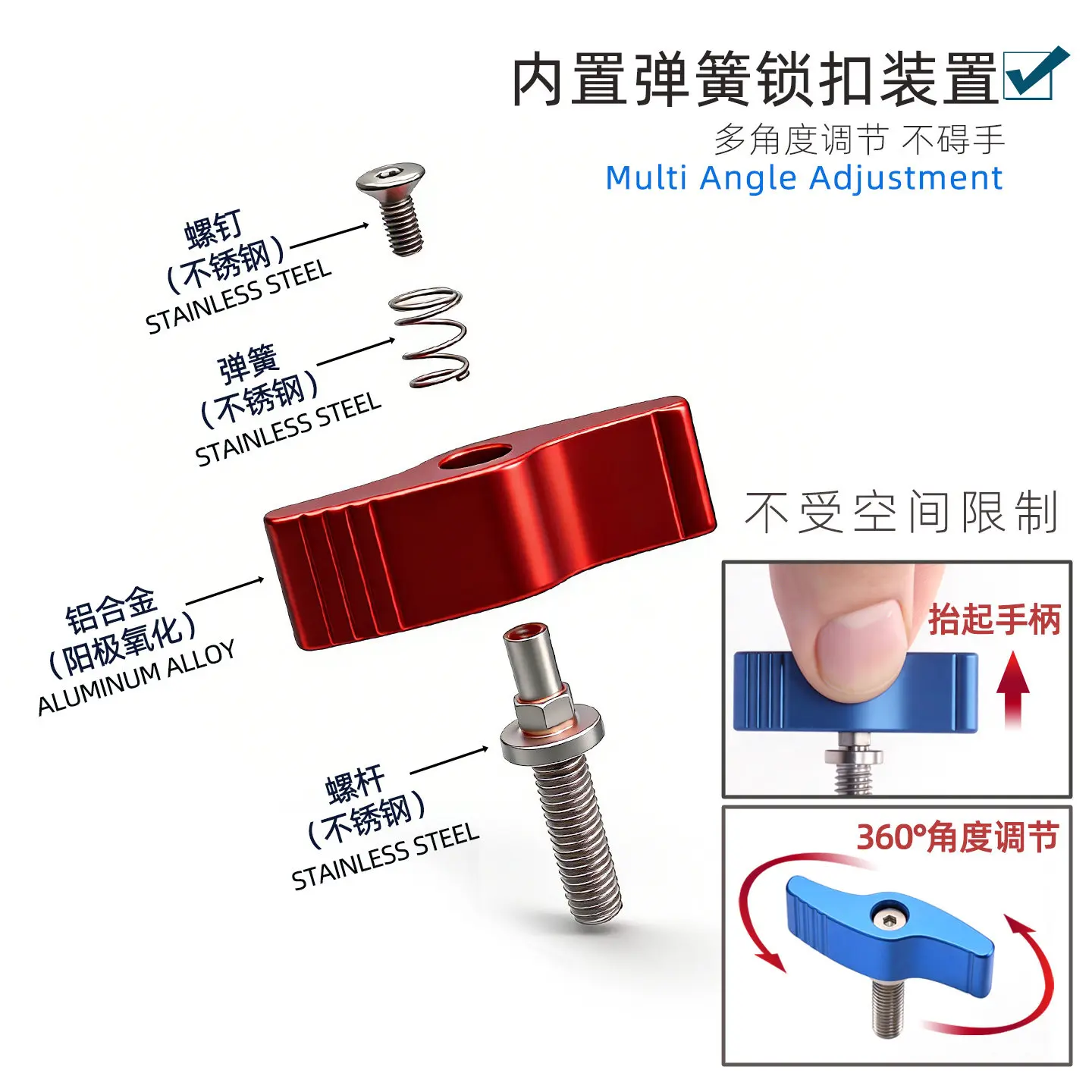 1pc M4 M5 M6 M8 Thumb Screws L-type/T-type Hand Tighten Screw Handle Adjustable Butterfly Shape Screw for DSLR SLR Camera