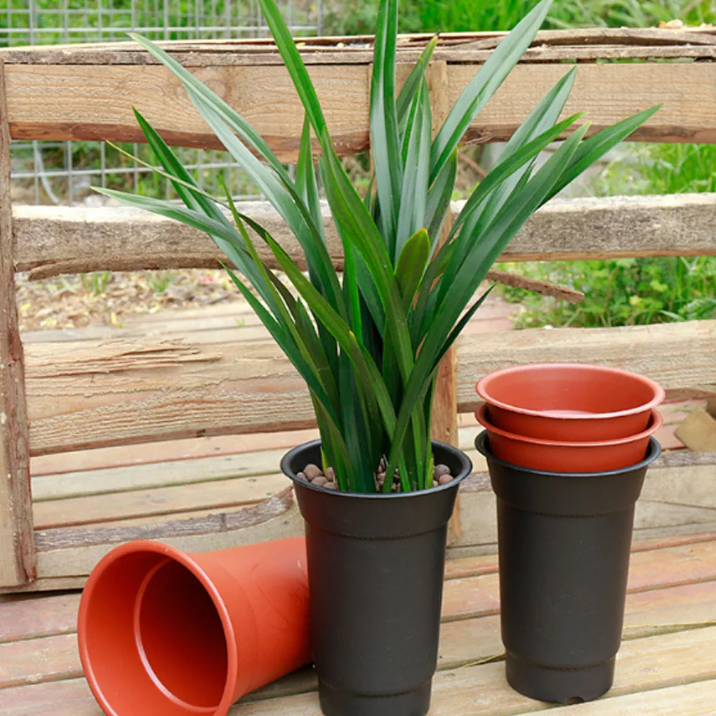 กระถางกล้วยไม้เรซินสำหรับสวนระเบียงกระถางดอกไม้การตกแต่งบ้านกระถางแบบหนาระบายอากาศได้สำหรับปลูกพืชสมุนไพรสีดำ