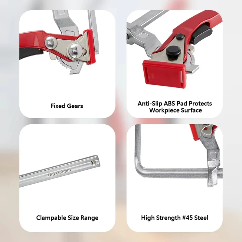 ABSE-2Pcs Ratcheting Table Clamp, Quick Ratchet Track Saw Guide Rail Clamp For Table And Guide Rail System Woodworking Clamp