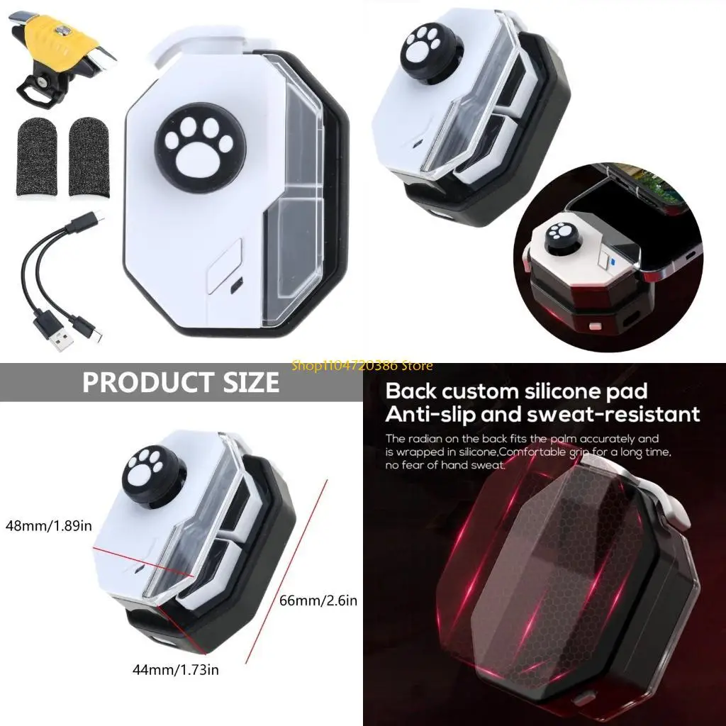 

K0EA MB02 Mobile Game Triggers Remappable Button Joystick Bluetooth-compatible 5.0 for Phone with Finger Sleeve