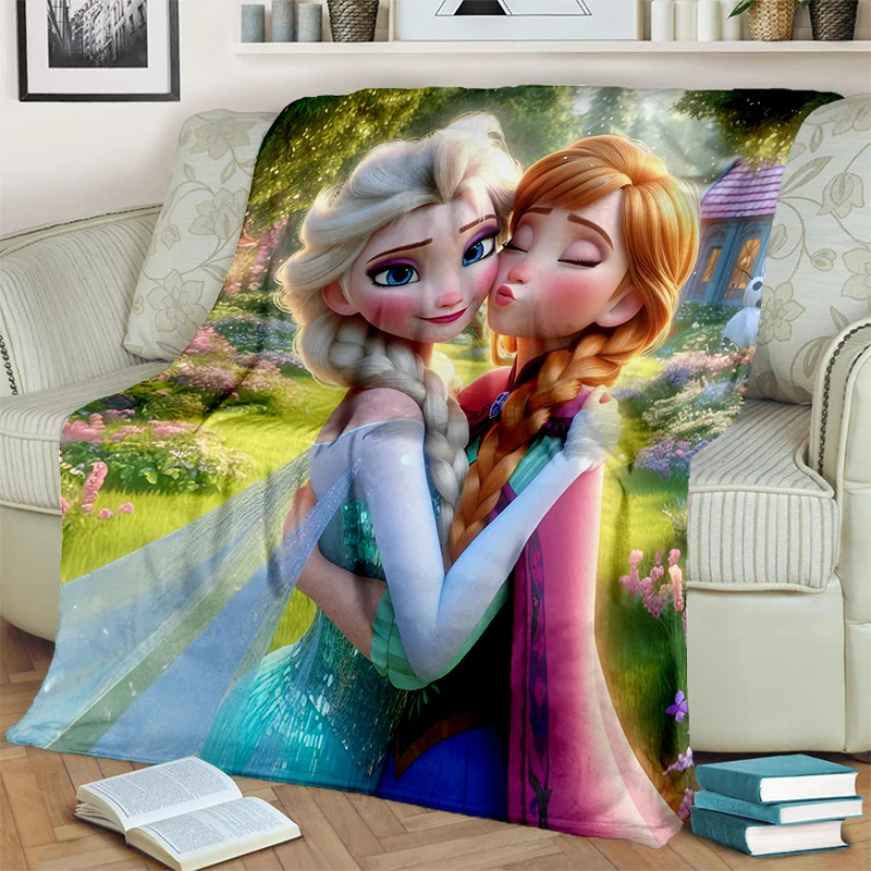 2025 New Frozen Disney Elsa Anna Cartoon Girl Snow Queen Gift Soft Blanket,Soft Throw Blanket for Home Bedroom Bed Sofa  Child