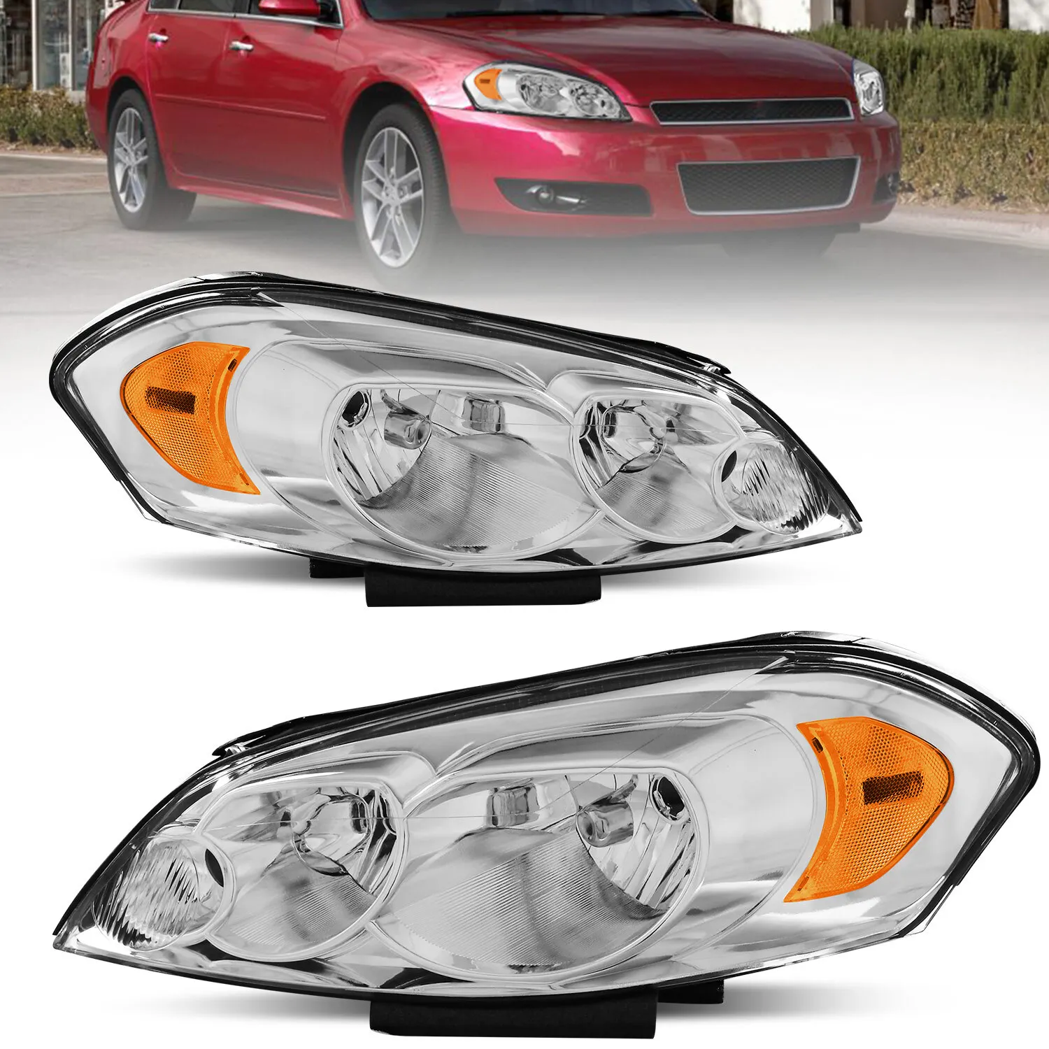 

2X Headlights Assembly w/ Amber Corner For 2006-2013 Chevy Impala & For 2006-2007 Montee Carlo