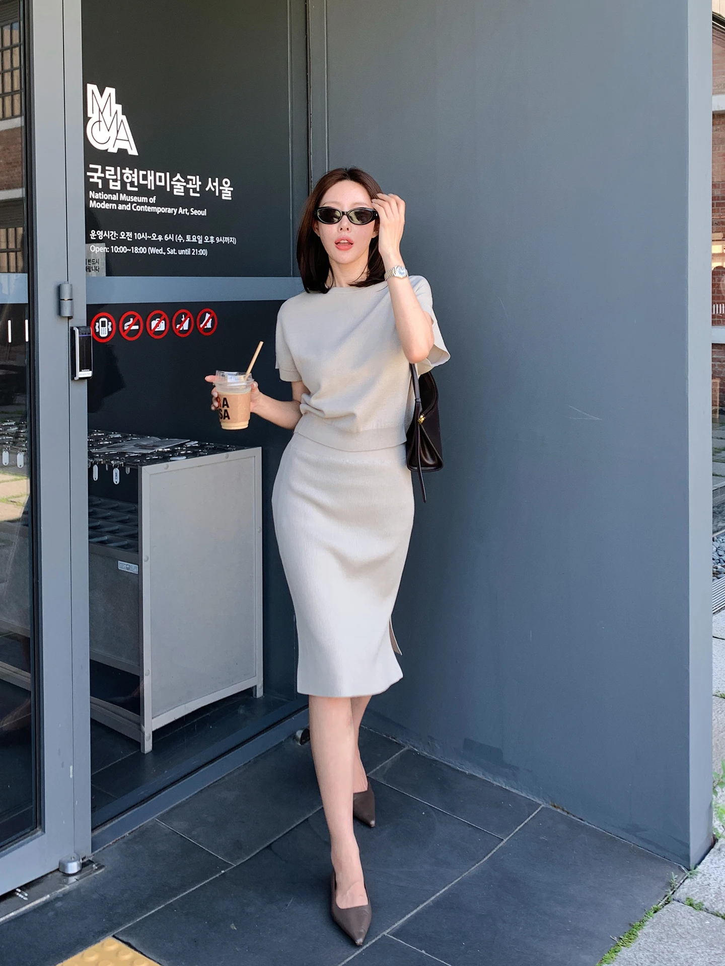 

LICKYSENIOR Cashmere Commuter Sister Casual Summer Top Bottoms Set Women's Fashion Two-Piece Suit Long Sleeve Button Style