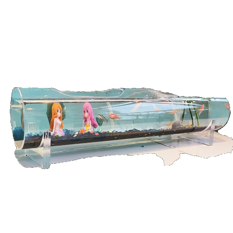 

Desktop Fish Tank Acrylic Pipe Network Red Pipe Mini Small Creative Personality Fish Tank