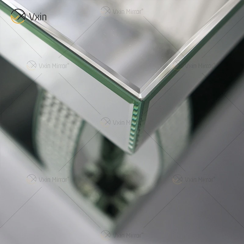 Mirror coffee table, American style furniture, glass decoration table, living room, sofa, side table, storage table,