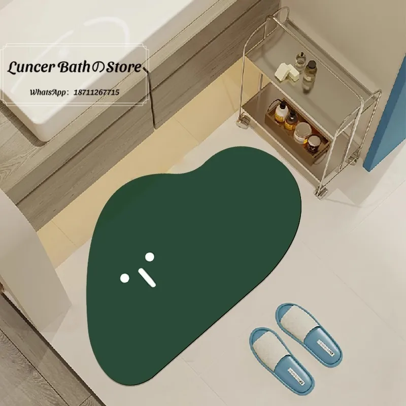 Funny expression bathroom floor mat, quick-drying diatom mud floor mat, household toilet door non-slip mat, foot pad wholesale