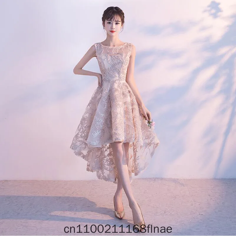 2026 Modern Dance Dress New Style Banquet Front Short Rear Long Elegant Slimming Party Princess Dress Summer Edition