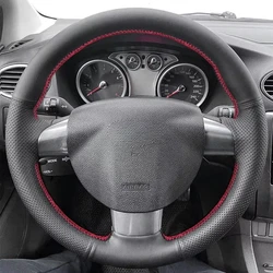 Hand-stitched Microfiber Leather Car Steering Wheel Cover For Ford Focus 2 2005 2006 2007 2008 2009 2010 2011 3-Spoke