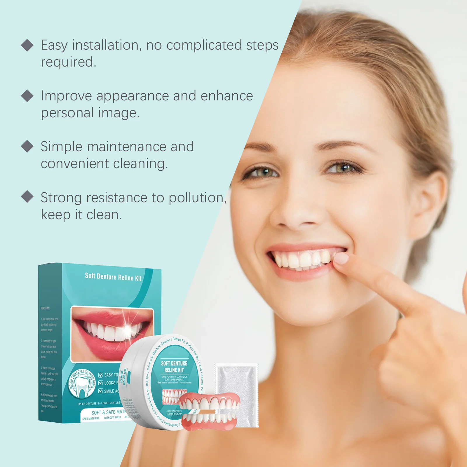 

Silicone Denture Set Teeth Upper And Lower Set Easy Use Dental Care Soft Denture Kit Tooth Care Denture Oral Hygiene Care 1 Set