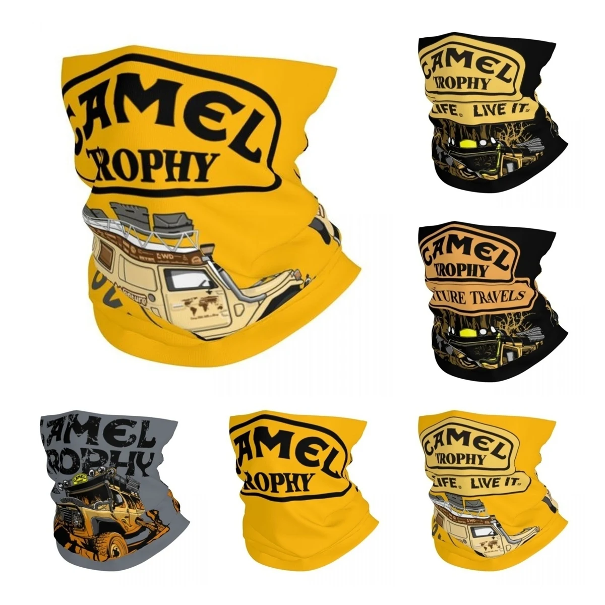 

Defender 110 Camel Trophy Cars Bandana Neck Gaiter Printed Overland Car Wrap Scarf Multi-use Headwear for Men Women All Season