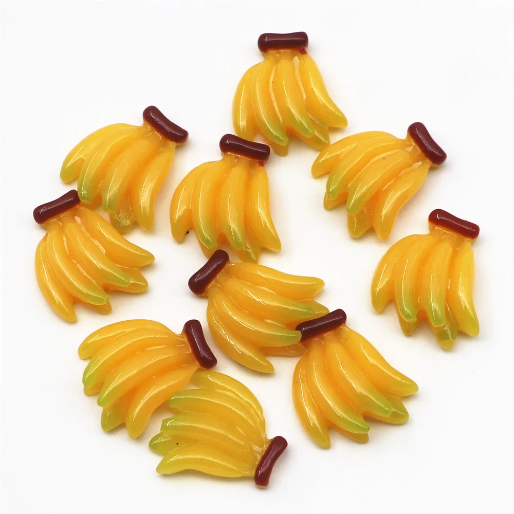 10pcs Kawaii Simulation Fruit Banana Resin Flatback Cabochon Food Art Supply Decoration Charm Craft DIY,20*22mm