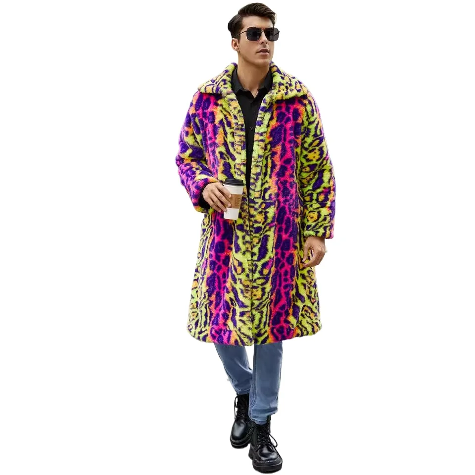 Men's Autumn/Winter Top Coat Faux Fur Color Blocking Retro Simple Comfortable Loose Casual Design Fashion Soft Niche Versatile