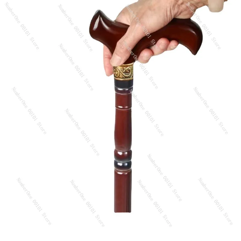 Elderly crutches Solid wood crutches Four-legged non-slip wooden canes Light cane Faucet Strong armrest stick
