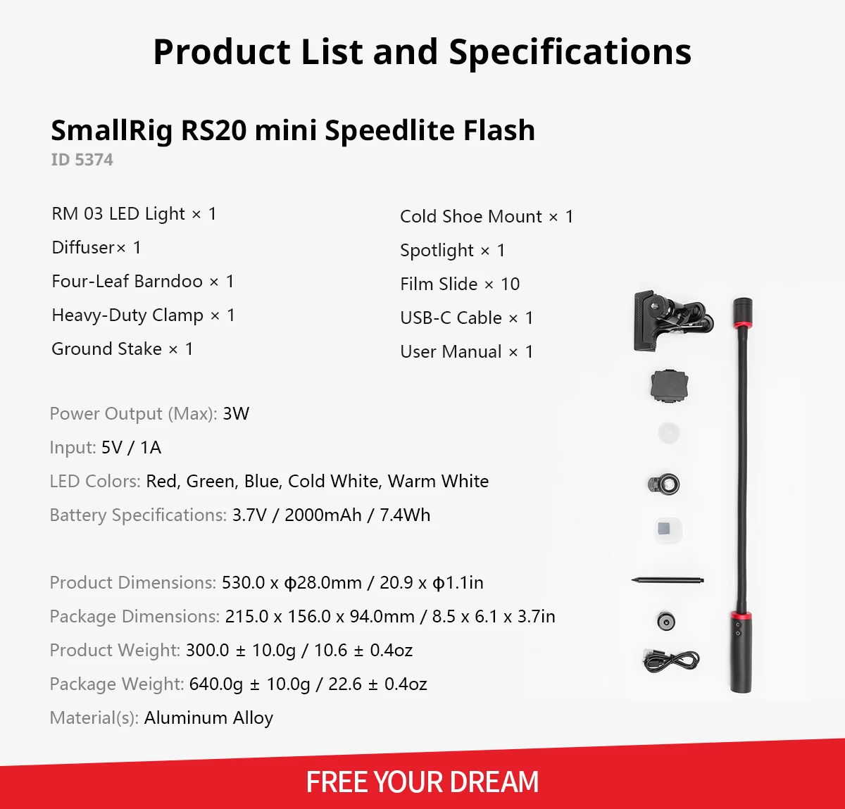 SmallRig RM 03 Makrofotografie-LED-Licht mit Diffusor, 4-Blatt-Brandtürstrahler, 5-Farben-Ausgang, hohe Helligkeit für Video – 5480 – Detail 10