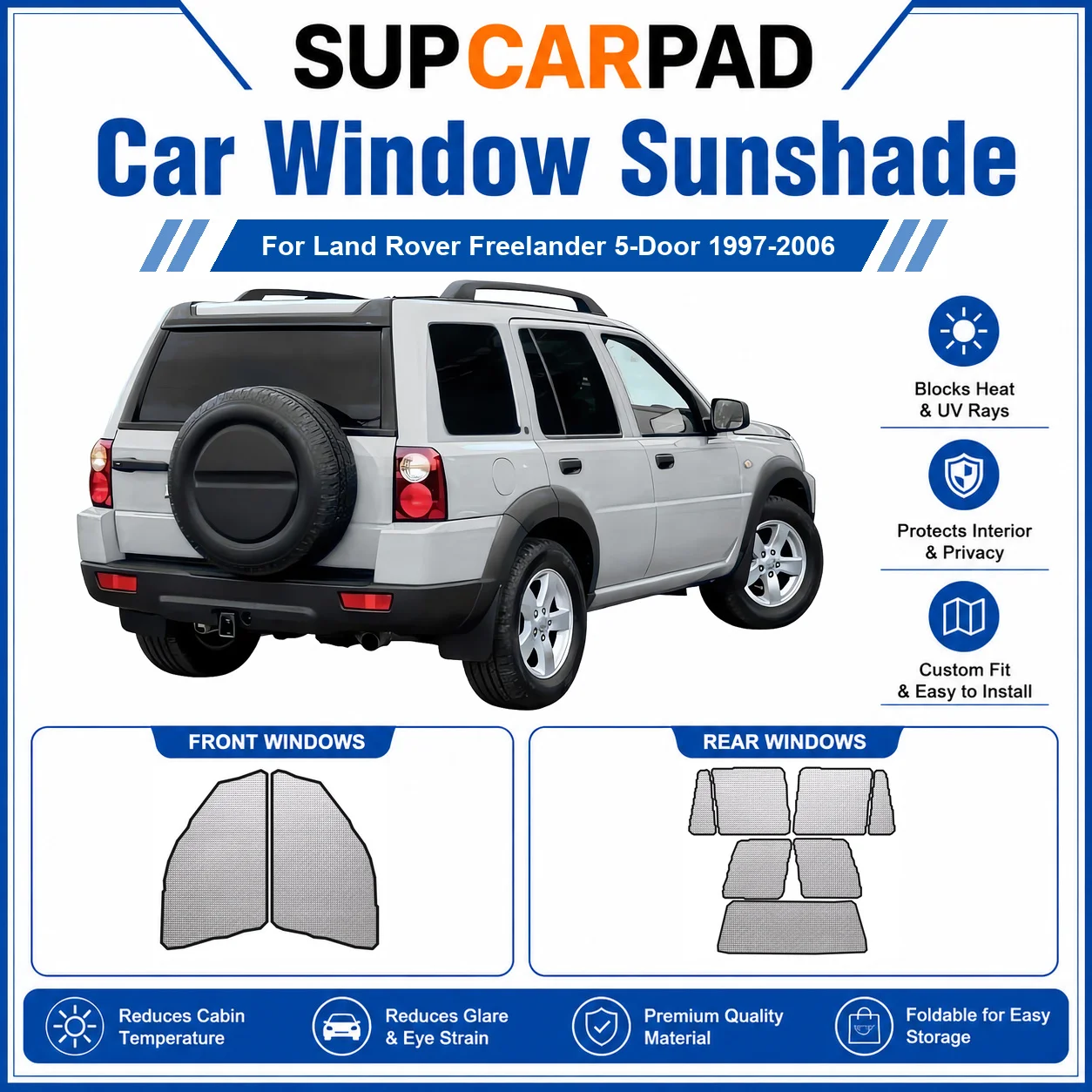 For Land Rover - Land Rover Freelander 5-Door 1997-2006 Full Set Car Window Sunshades UV Block Privacy Heat Insulated Foldable C
