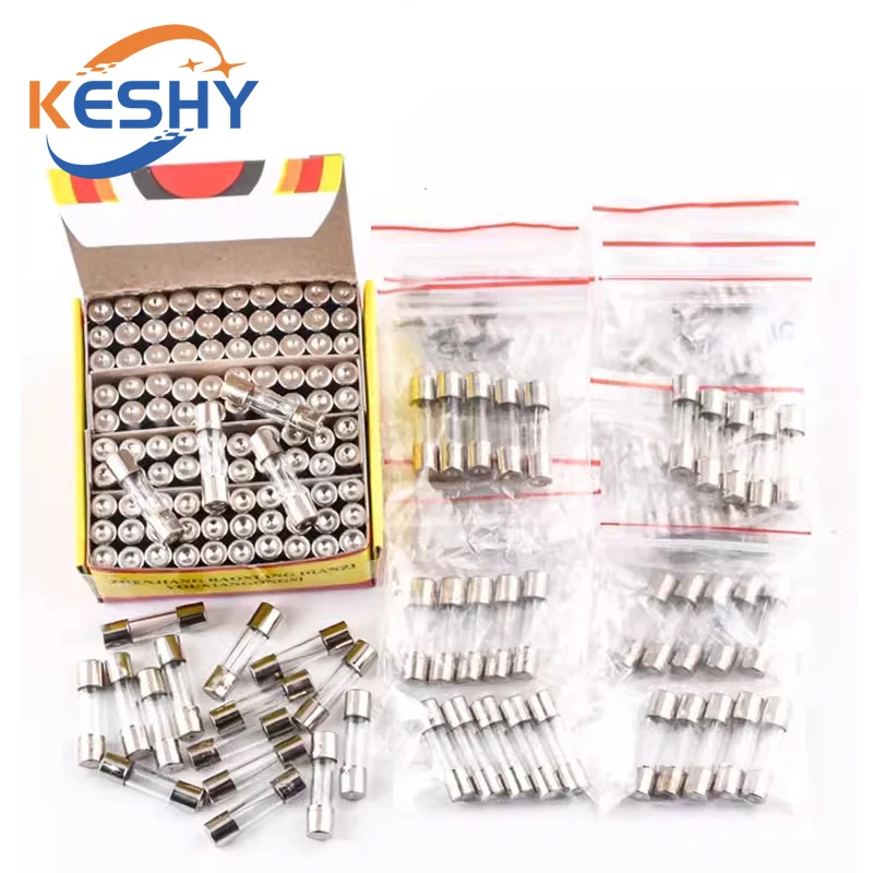 100PCS 6X30 Fuse Tube Glass Fuse Fuse 250V 0.1A 0.5A 1A 1.5A 2A 3A 3.15A 4A 5A 6A 6.3A 7A 10A 15A 20A 25A 30A 6X30 Glass Fuse