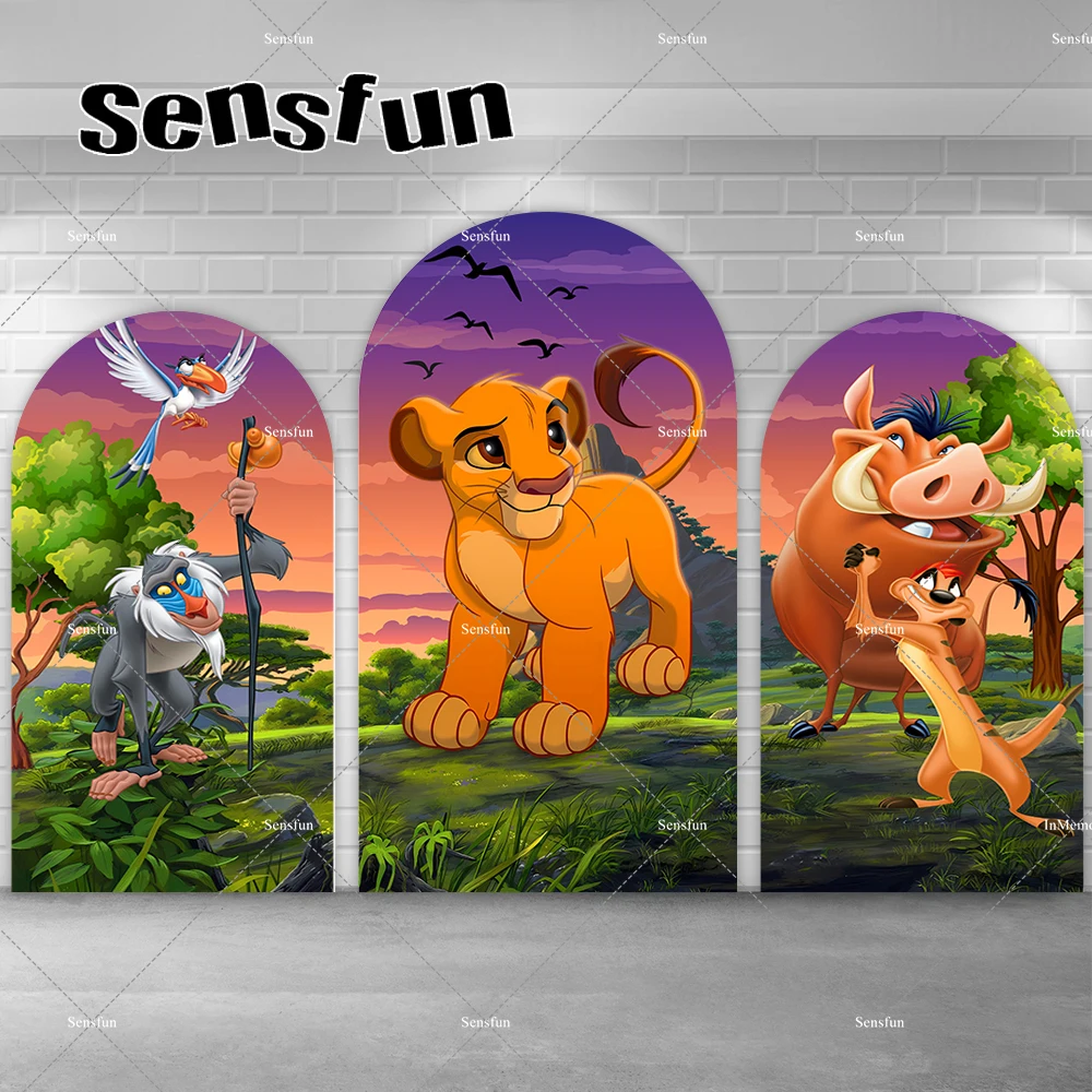 

Lion King Simba Arch Backdrop Chiara Sunset Wall Party Decoration Boys Baby Shower 1st Birthday Party Background Arched Banner