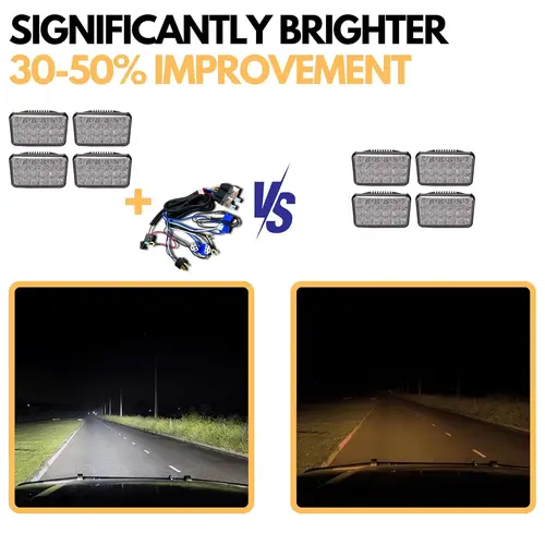 Imagen 2 del producto Arnés de relé H4, 1 juego de 4 enchufes de enchufe de cerámica para faros delanteros, H6054 6024 9003 5x7 7x6 Kit de arnés de cableado de relé de faros LED