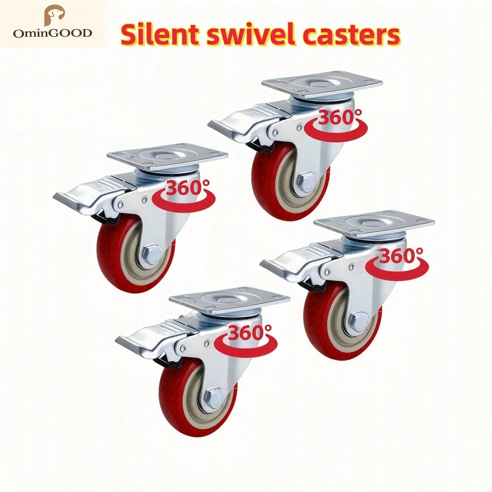 Universal Caster Wheels 1.5/2/4/5 Inch Heavy Duty 360° Swivel Silent Brake Wear Resistant For Furniture Trolley Platform Cart