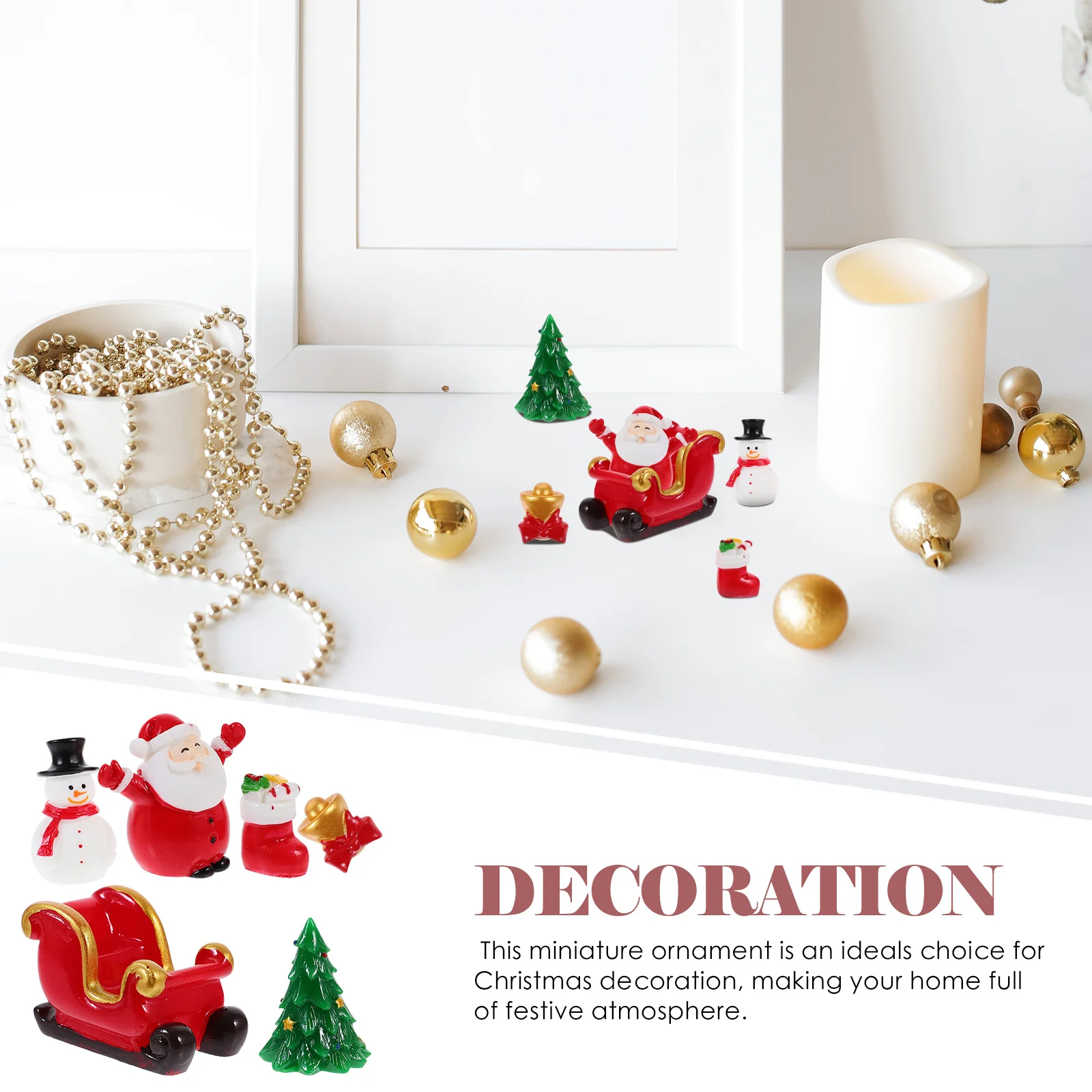 

1Set Christmas Decorations Miniature Resin Ornaments for DIY Mini Garden Xmas Table Decor Festive Home Holiday Display