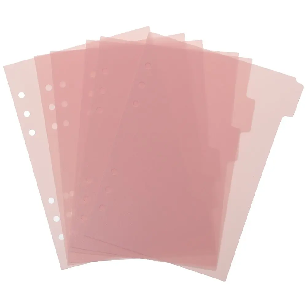 Binder Plastic Index Página divisores, Binder para Home, Índice, A5 Binder, Pink Índice Divisores, 6 pcs, 6 Anel