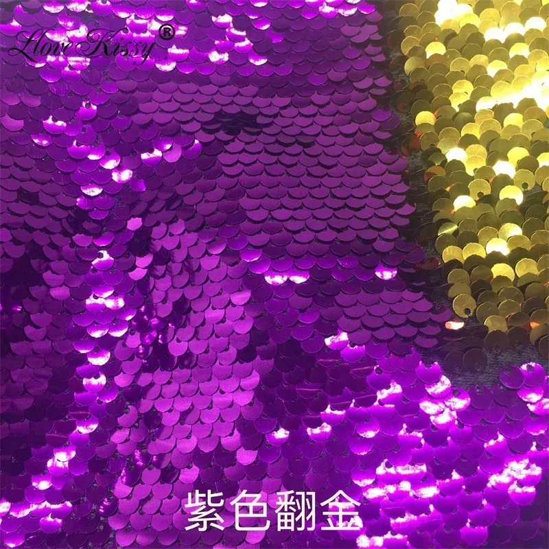 19 Colors 5MM Sequins Fabrics Satin Embroidery Flip Glitter Fabric  For Party Wedding Dress Background wall Wide:125CM