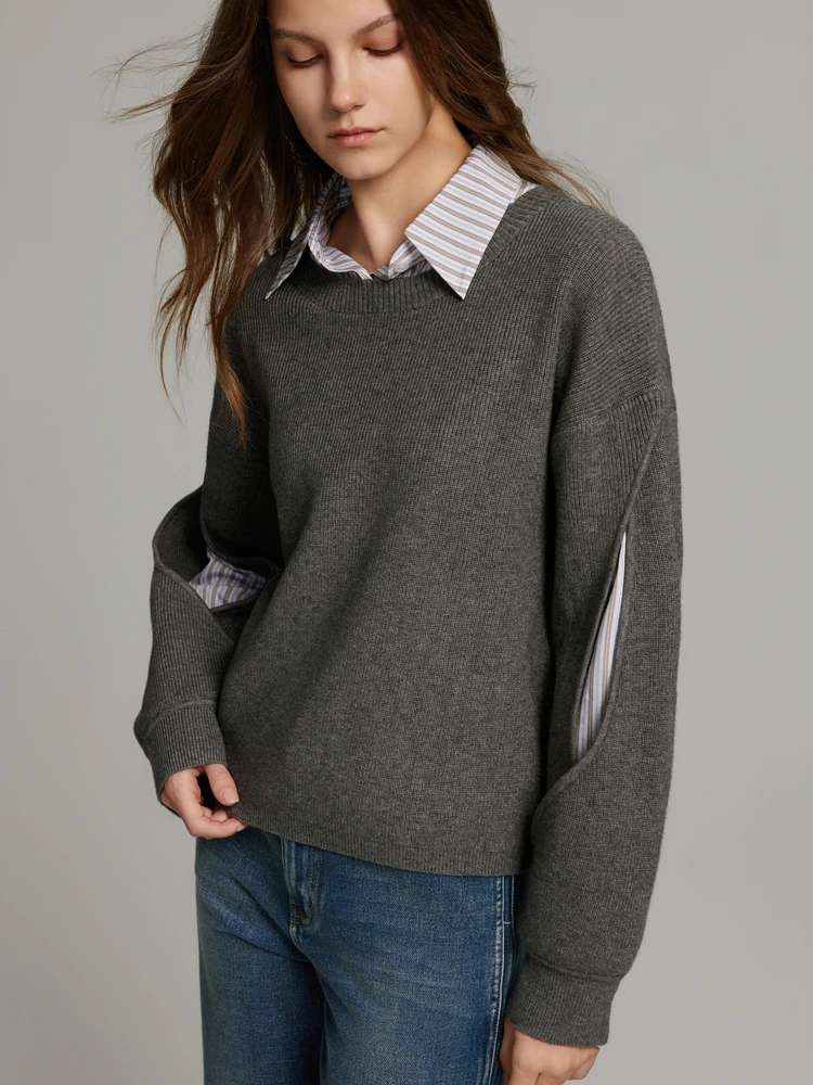 Elle Design scava fuori giuntura semplice pendolare Sle maglione lavorato a maglia da donna inverno Faion nuovo arrivo pezzo unico lungo Sve