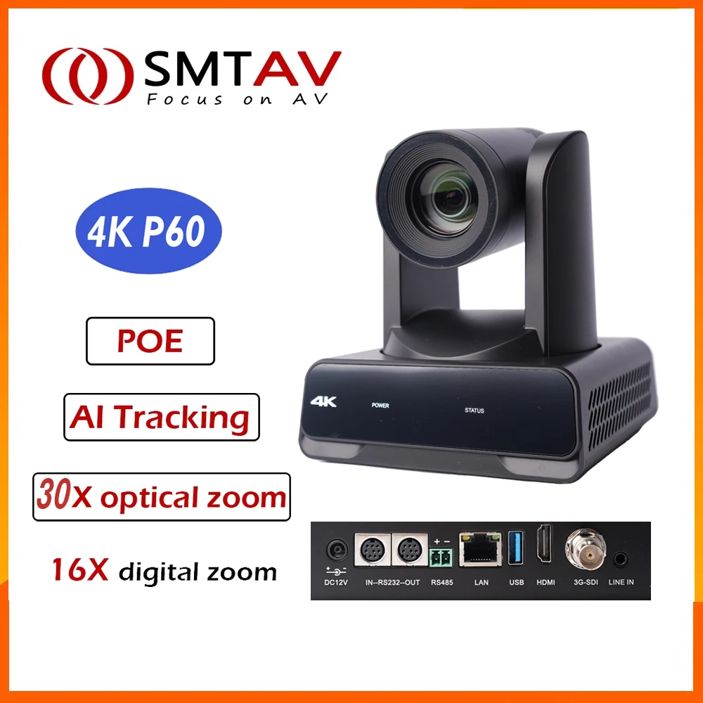 

SMTAV 4KP60 UHD PTZ-камера 20X/30X Поддержка отслеживания искусственного интеллекта NDI PoE HDMI + SDI + USB3.0 + IP Потоковое видеовыход