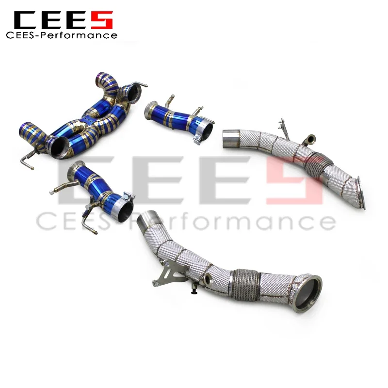 CEES Catback Downpipe for Ferrari SF90 3.9T V8 2019-2023 Enhanced Exhaust Pipe Muffler with OEM Valve System