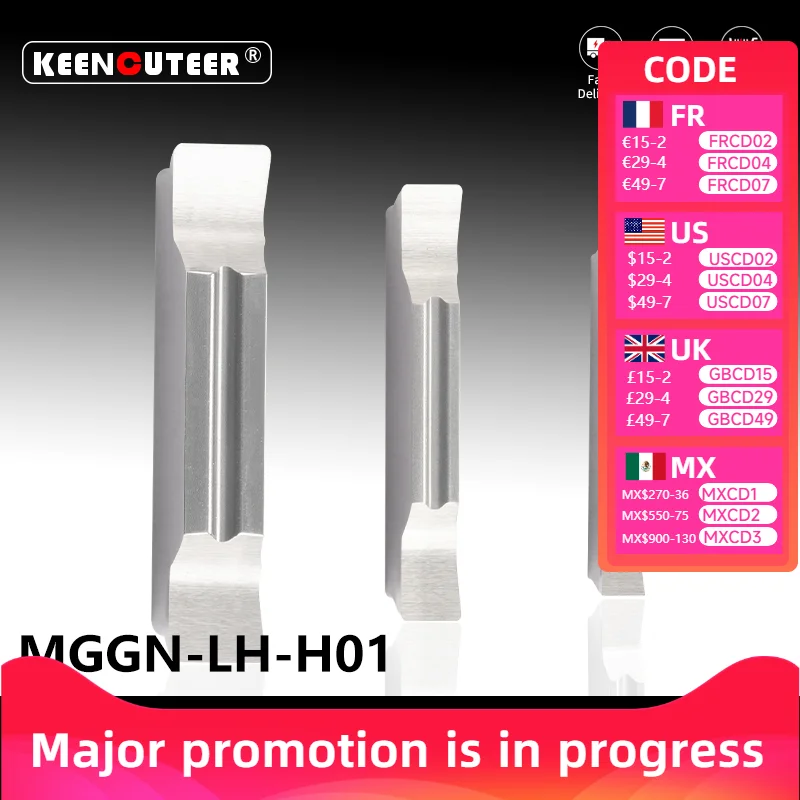 

MGGN300-LH H01 External Grooving Inserts CNC Lathe Cutting Inserts for Aluminum Slotting & Turning