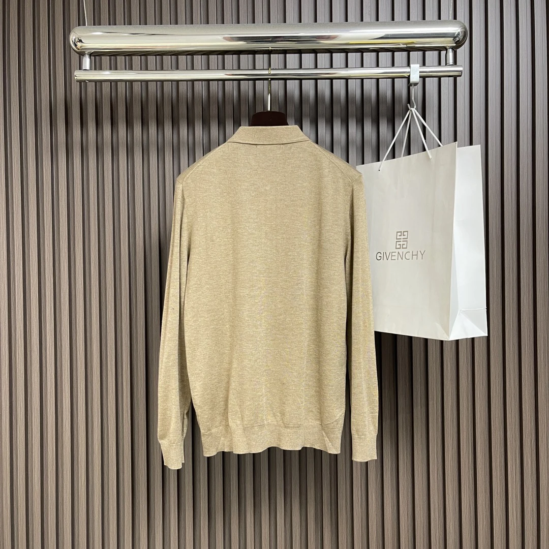 เสื้อสเวตเตอร์ถักคอปกแขนยาวผู้ชาย สไตล์เรียบง่าย สีพื้น สำหรับฤดูใบไม้ร่วงต้น แบรนด์ Kiton