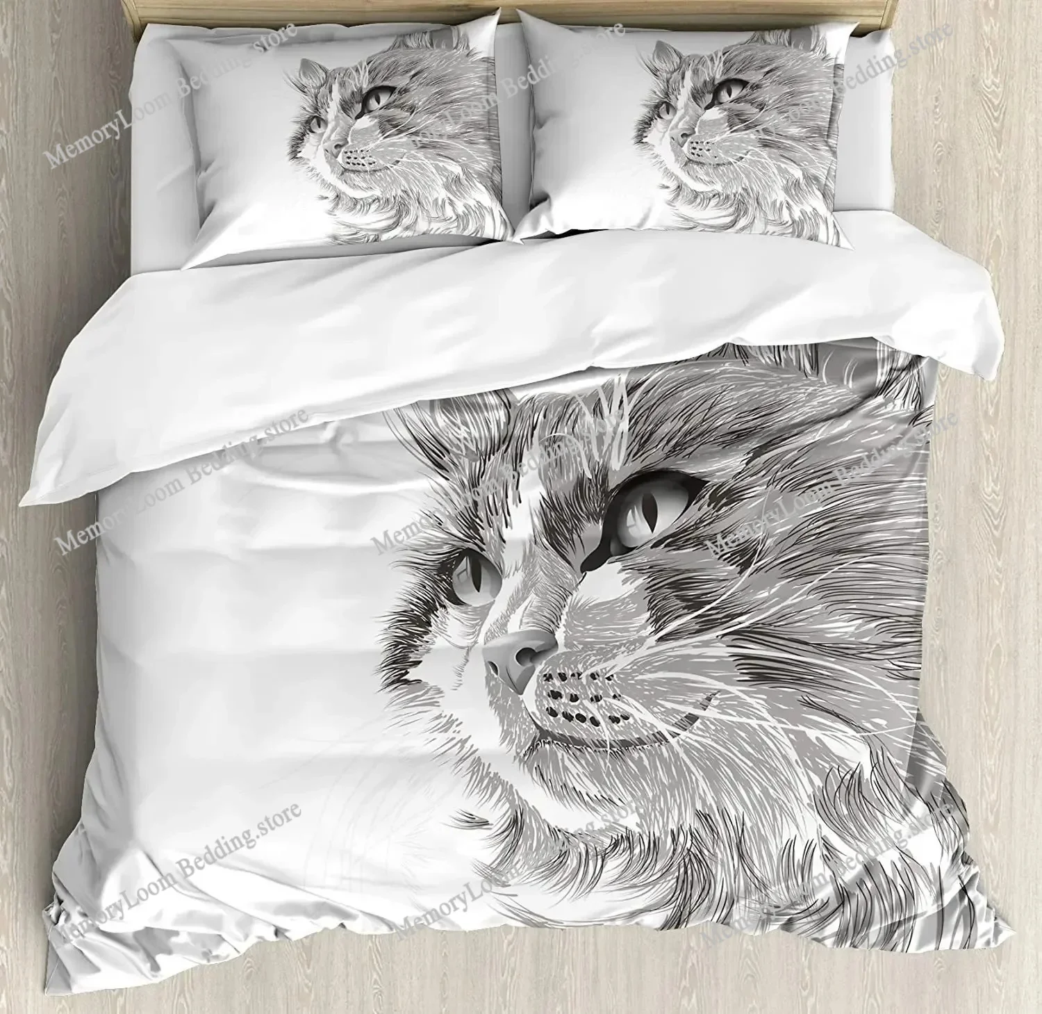 

Cat Lovely Animal 3D Duvet Cover Bedding Set Comforter Linen Pillowcases Quilt Cover Home Decor Single Double Twin King Queen