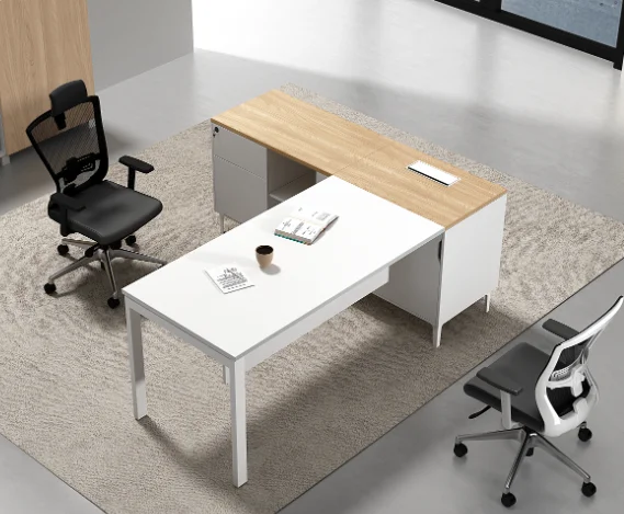 Modern L-Shape Boss Executive Desk Durable Wooden Office CEO Table Convertible Elegant Boss Desk