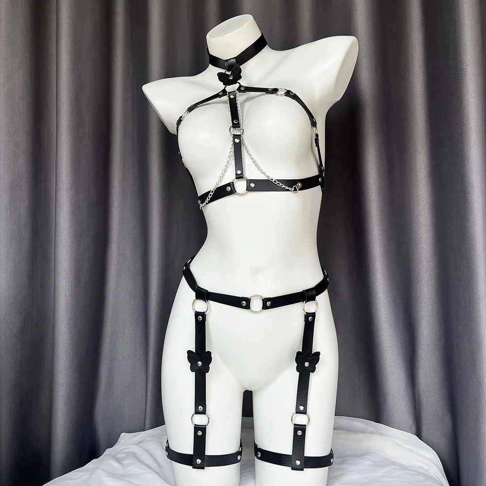 1191 ألعاب الجنس النسائية عبودية الملابس الجلدية فراشة الساق الدائري مثير الملابس الداخلية هالوين كوس مجموعة ملهى ليلي ازياء الهدايا #1